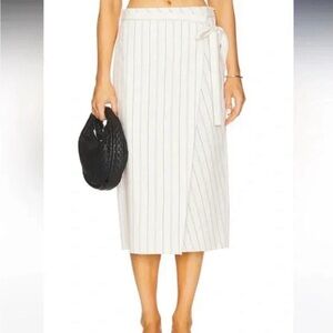 NWT Vince Seedling Stripe Wrap Skirt in Off White & Marigold Size 6